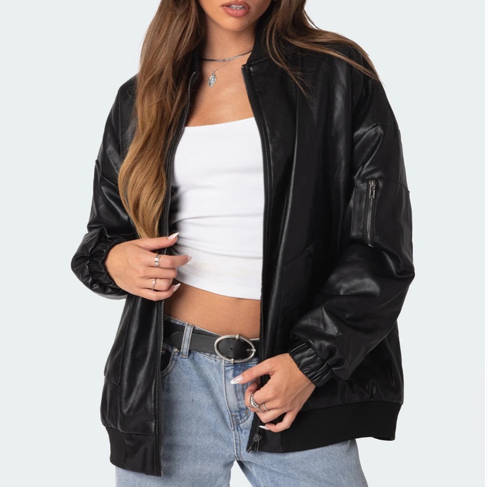 Edikted Black Leather Jacket